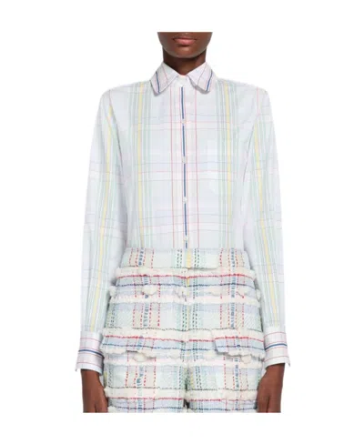 Thom Browne Checked Seersucker Shirt In White
