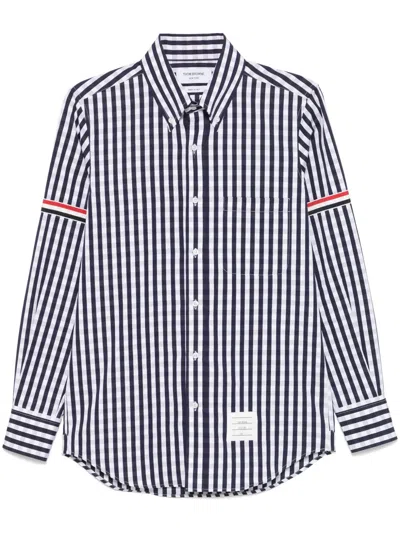 Thom Browne Checked Shirt In Blue