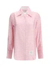 Thom Browne Checked Silk Shirt In Pink