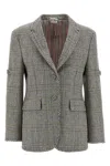 Thom Browne Checked Single-breasted Blazer In Gray