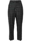 Thom Browne Gingham Side Tab Wool Trousers In Charcoal