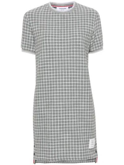 Thom Browne Short-sleeved Round-neck Mini-dress In Med_grey