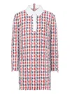 Thom Browne Checked Tweed Dress In Red
