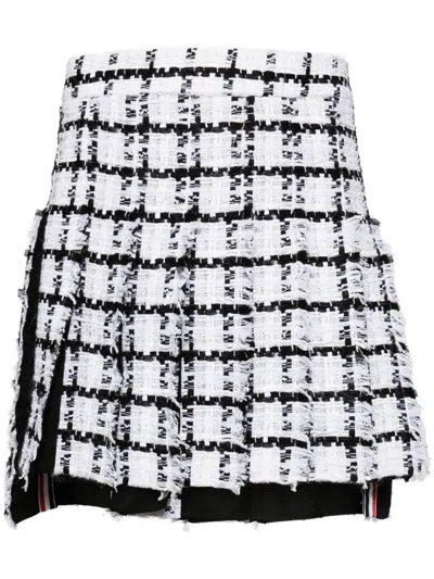 Thom Browne Mini Dropped Back Pleated Skirt Women In White