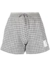 Thom Browne Cotton Tweed Drawstring Shorts In Grey