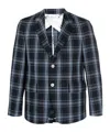 THOM BROWNE CHECKED VIRGIN WOOL BLEND BLAZER