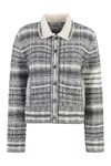 Thom Browne Checked Jacquard-knit Wool-blend Bomber Jacket In Grey
