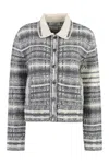 Thom Browne Checked Jacquard-knit Wool-blend Bomber Jacket In Grey