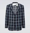 THOM BROWNE CHECKED WOOL AND LINEN BLAZER