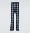 THOM BROWNE CHECKED WOOL AND LINEN PANTS