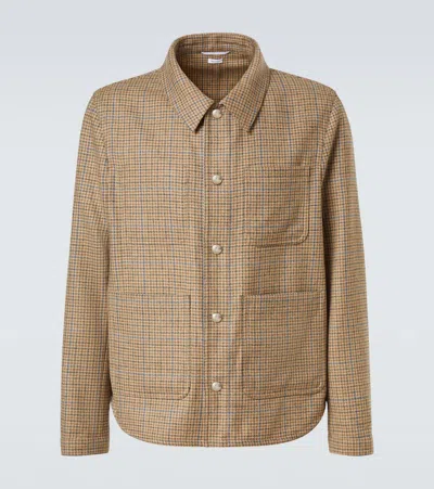 THOM BROWNE CHECKED WOOL TWEED OVERSHIRT