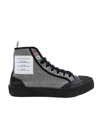Thom Browne Checkered Round-headed Casual Sports Shoes In Black