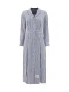 Thom Browne Striped Shirtdress With Front Buttoning In Navy