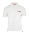Thom Browne Cotton Polo Shirt With Ribbed Collar And Side Slits In White