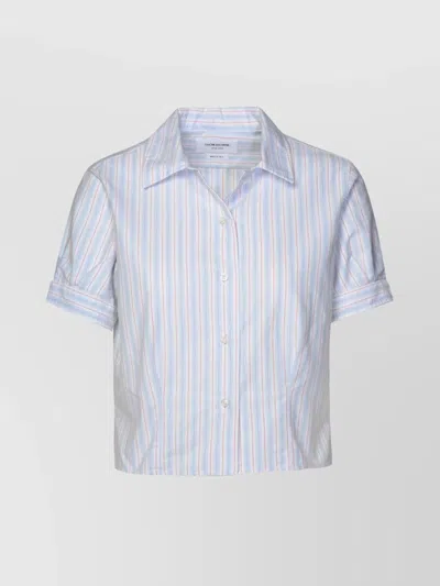Thom Browne Chest Pocket Striped Cotton Shirt In Blue