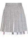 Thom Browne Chevron-knit Pleated Skirt In 980 Blk/wht