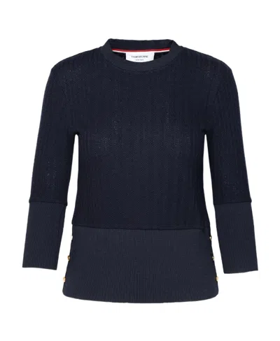 Thom Browne Chevron-knit Virgin-wool Sweater In Navy