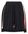Thom Browne Pleated Striped Stretch-knit Mini Skirt In Navy