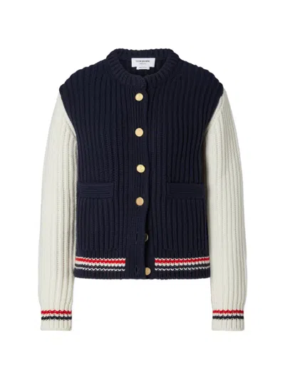 Thom Browne Chunky Cashmere Cardigan In Blue