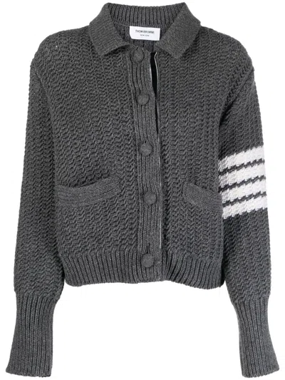 Thom Browne Chunky-knit Cardi-coat In Grey