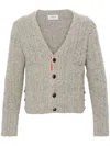 Thom Browne Chunky-knit Wool Cardigan In Grey