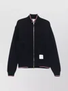 Thom Browne Chunky Loopback Jacket With Rwb Tipping Stripe In Black