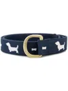 Thom Browne 3cm Embroidered Leather-trimmed Cotton-twill Belt In Blue
