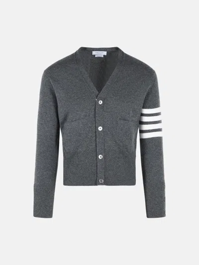 Thom Browne 'classic 4 Bar' Grey Cashmere Cardigan In Gray