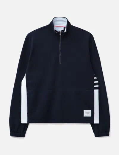 Thom Browne Classic 4-bar Jersey Half Zip Pullover In Blue