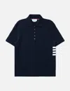 Thom Browne Navy Milano Cotton 4-bar Polo In Black