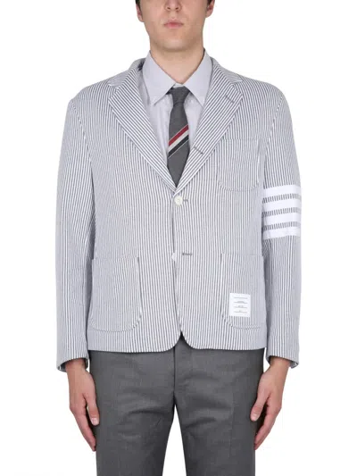 Thom Browne Classic 4-bar Single Breasted Jacket In Gray