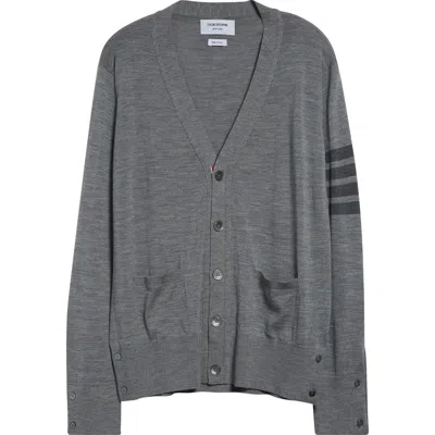 Thom Browne Classic 4-bar Virgin Wool Cardigan In Light Grey
