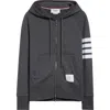 Thom Browne Classic 4-bar Zip Cotton Hoodie In Dark Grey