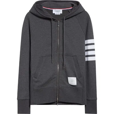 Thom Browne Men's Zip-up Bar Striped Hoodie In Light Grey