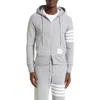 Thom Browne Classic 4-bar Zip Cotton Hoodie In Gray