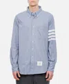 Thom Browne Flannel 4-bar Straight Fit Shirt Man Polo Shirt Multicolored Size L Cotton In Blue
