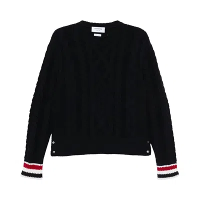 Pre-owned Thom Browne Classic Aran Cable Stitch Crew Neck 'navy' | Blue | Men's Size 4