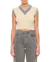 Thom Browne Classic Baby Cable Stitch Cropped V Neck Pullover