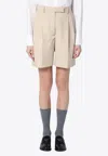 Thom Browne Khaki High-waisted Bermuda Shorts In Neutral