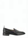 Thom Browne Classic Black Penny Loafers With Signature Striped Pull Tab In Black
