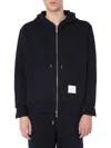 Thom Browne Classic Black Zip-up Hoodie With Contrasting Details In Black