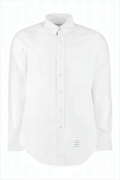 Thom Browne Classic Button-down Long-sleeve Shirt With Tailored Fit In White