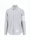 Thom Browne Classic Button-down Long-sleeve Shirt With Three-stripe Detail In White