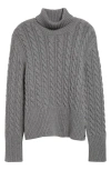 Thom Browne Classic Cable Knit Cashmere Turtleneck Sweater In Light Grey