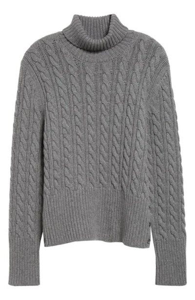 Thom Browne Classic Cable Knit Cashmere Turtleneck Sweater In Light Grey