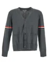 Thom Browne Wool Relaxed V-neck Armband Cardigan In Grey
