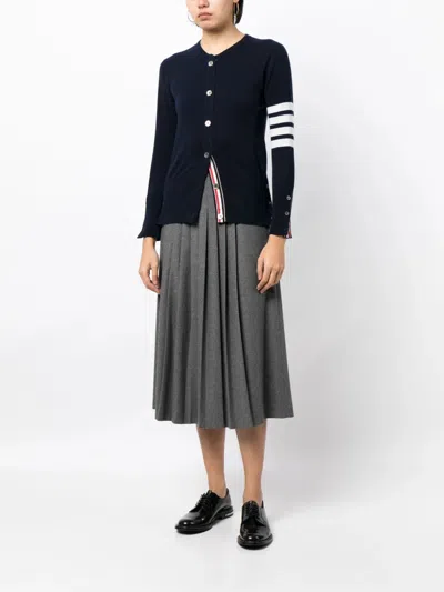 Thom Browne Classic Cashmere 4-bar Crew Neck Cardigan Women In Blue