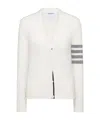 Thom Browne Classic Cashmere 4-bar V-neck Cardigan In White