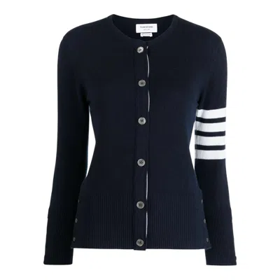 Thom Browne Classic Cashmere 4-bar Crew Neck Cardigan Women In Blue