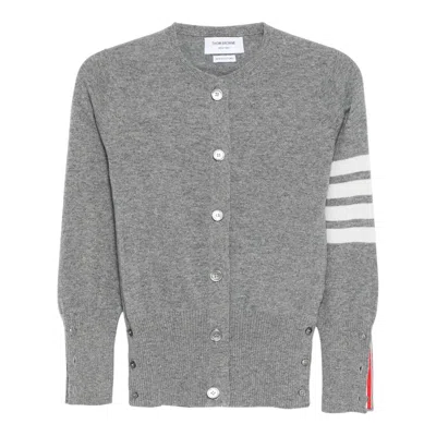 Thom Browne Classic Cashmere 4-bar Crew Neck Cardigan Women In Gray